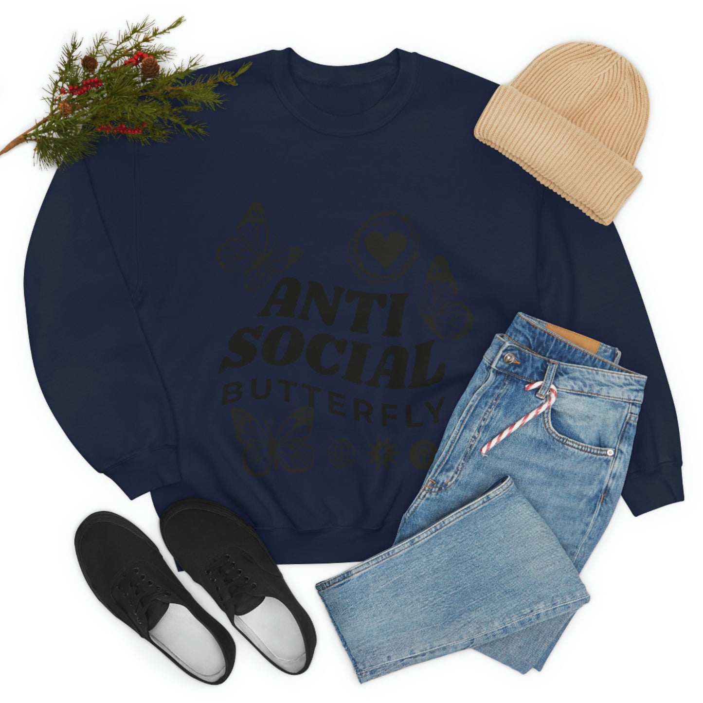 Anti Social Butterfly, Goth Aesthetic Sweatshirt