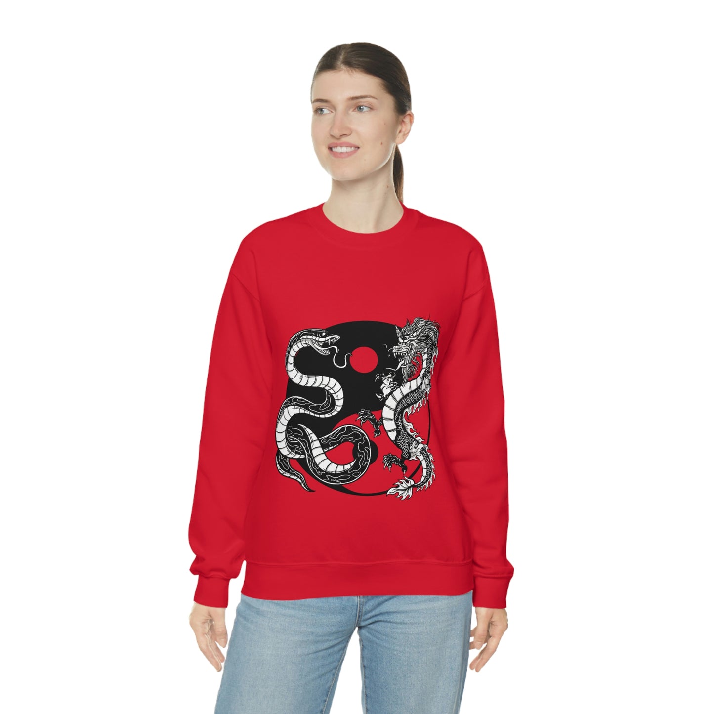 Indie Japanese Art, Japan Streeetwear Retro Ying Yang Dragons Sweatshirt