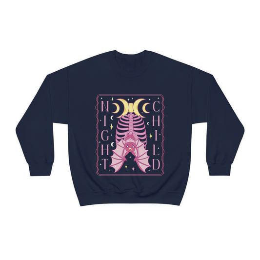 Pastel Goth NIght Child Bat Graphic, Goth Aesthetic Sweatshirt