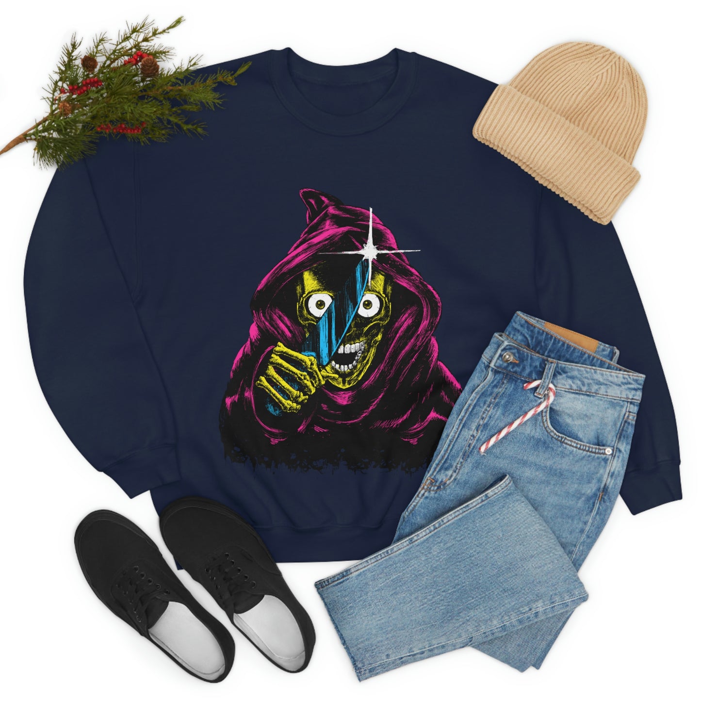 Grim Reaper With Knife Retro Goth Aesthetic Sweatshirt