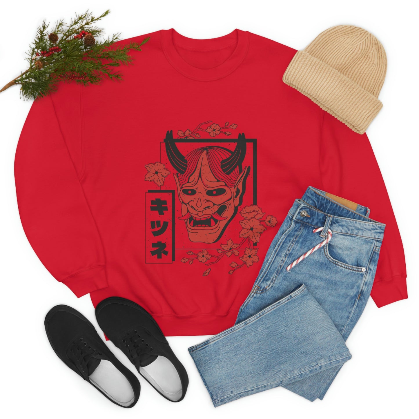 Indie Japanese Art, Japan Streeetwear Retro, Japanese Aesthetic Mask Sweatshirt