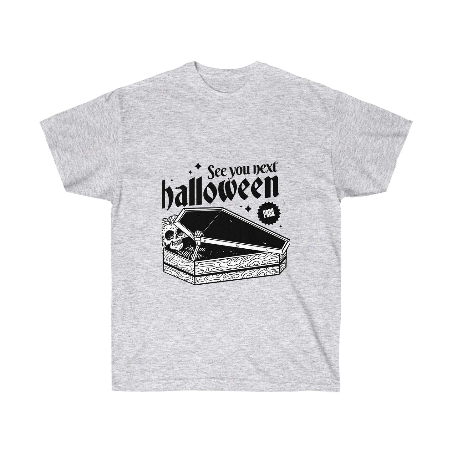 See you next Halloween Skeleton In Coffin T-Shirt