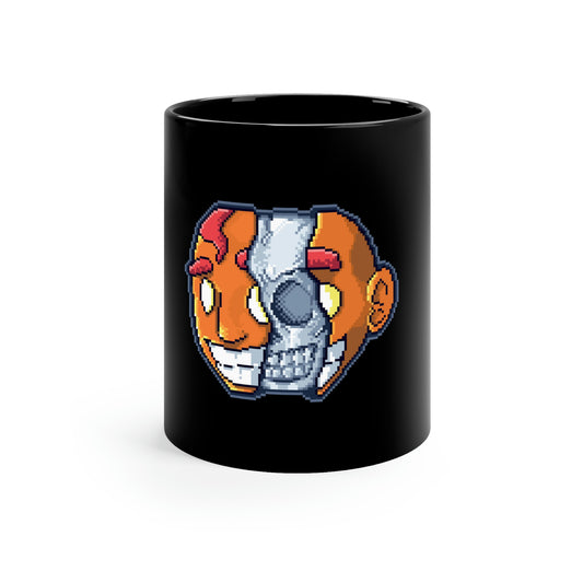 Pixel Split Skull 11oz Black Mug