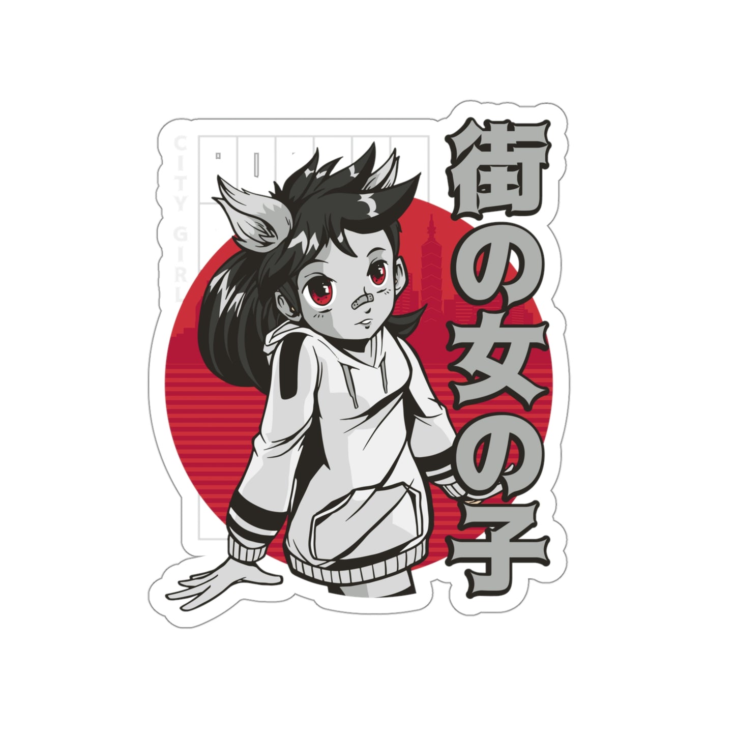 Japanese Aesthetic Anime City Girl Sticker