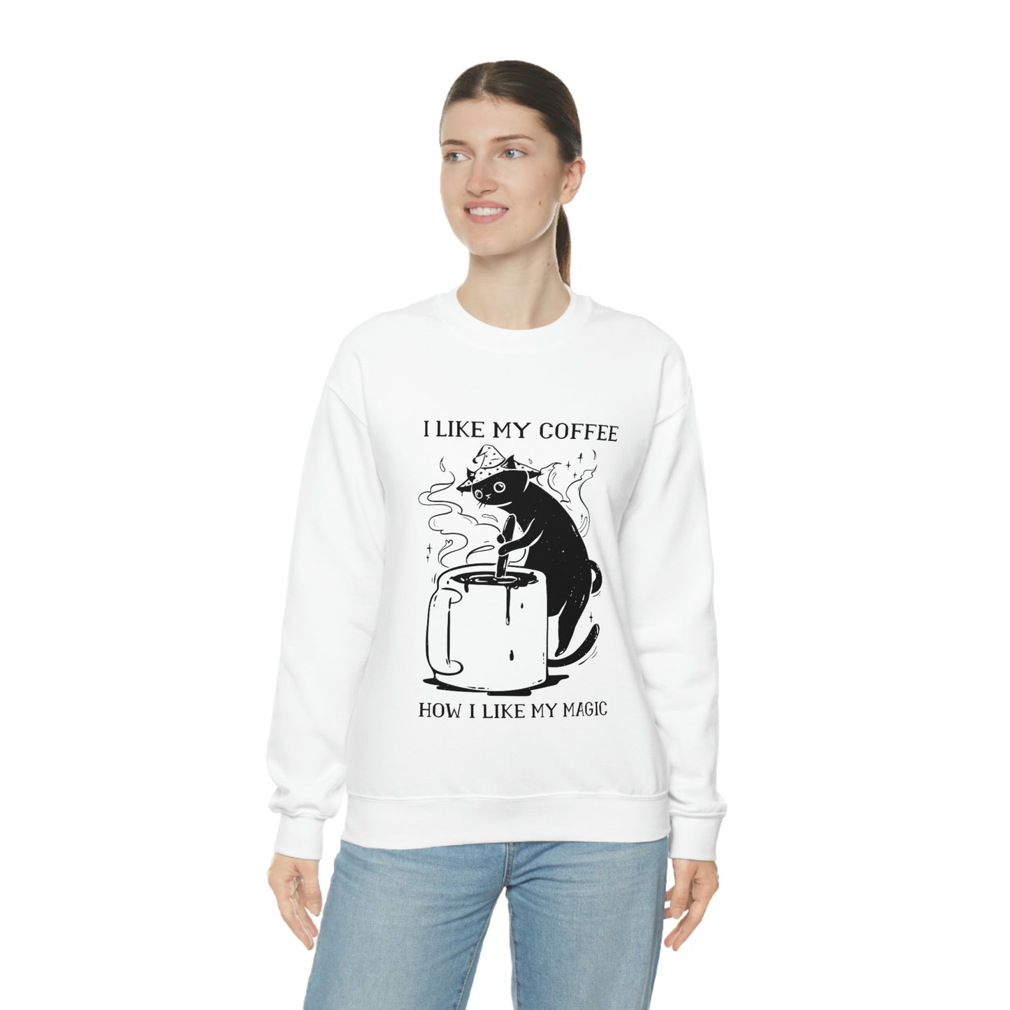 I Like My Coffee How I Like My Magic Cat Goth Aesthetic Sweatshirt