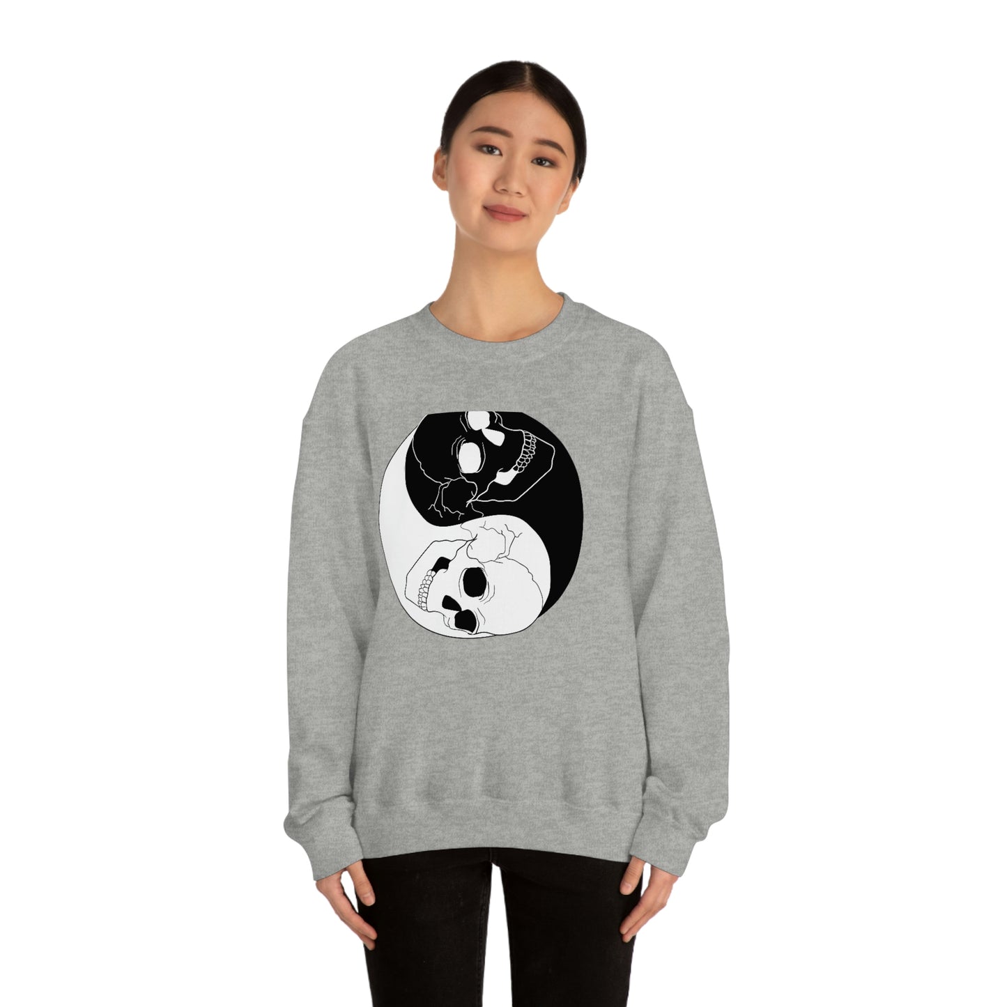 Ying Yang Skulls, Goth Aesthetic Sweatshirt