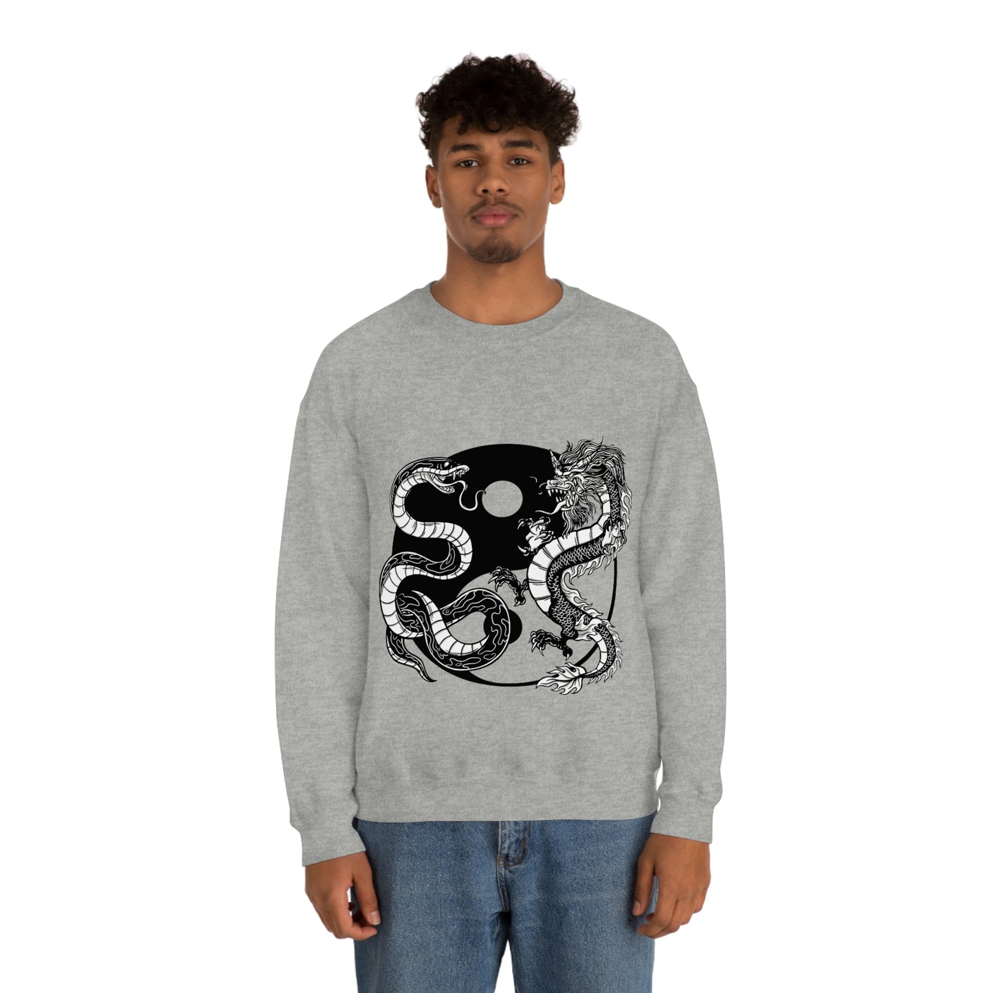 Indie Japanese Art, Japan Streeetwear Retro Ying Yang Dragons Sweatshirt