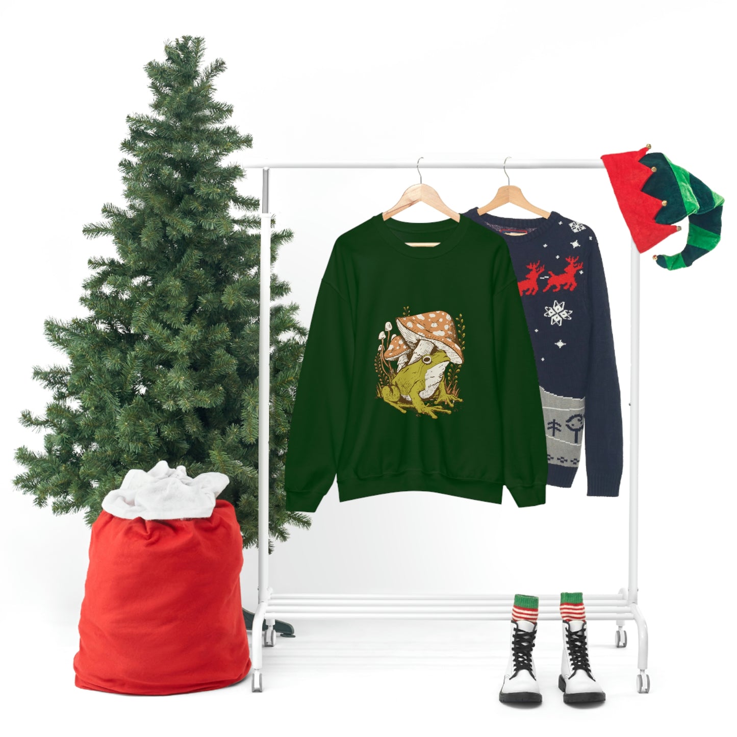 Cottagecore Aesthetic Mushrooms and Frog Sweatshirt