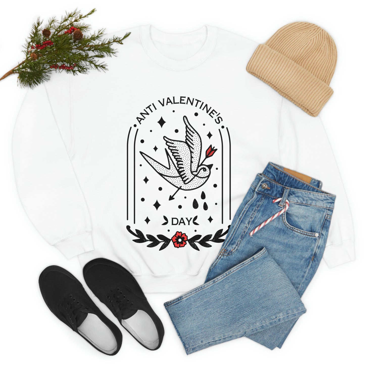 Anti Valentines Day Tattoo Aesthetic Sweatshirt