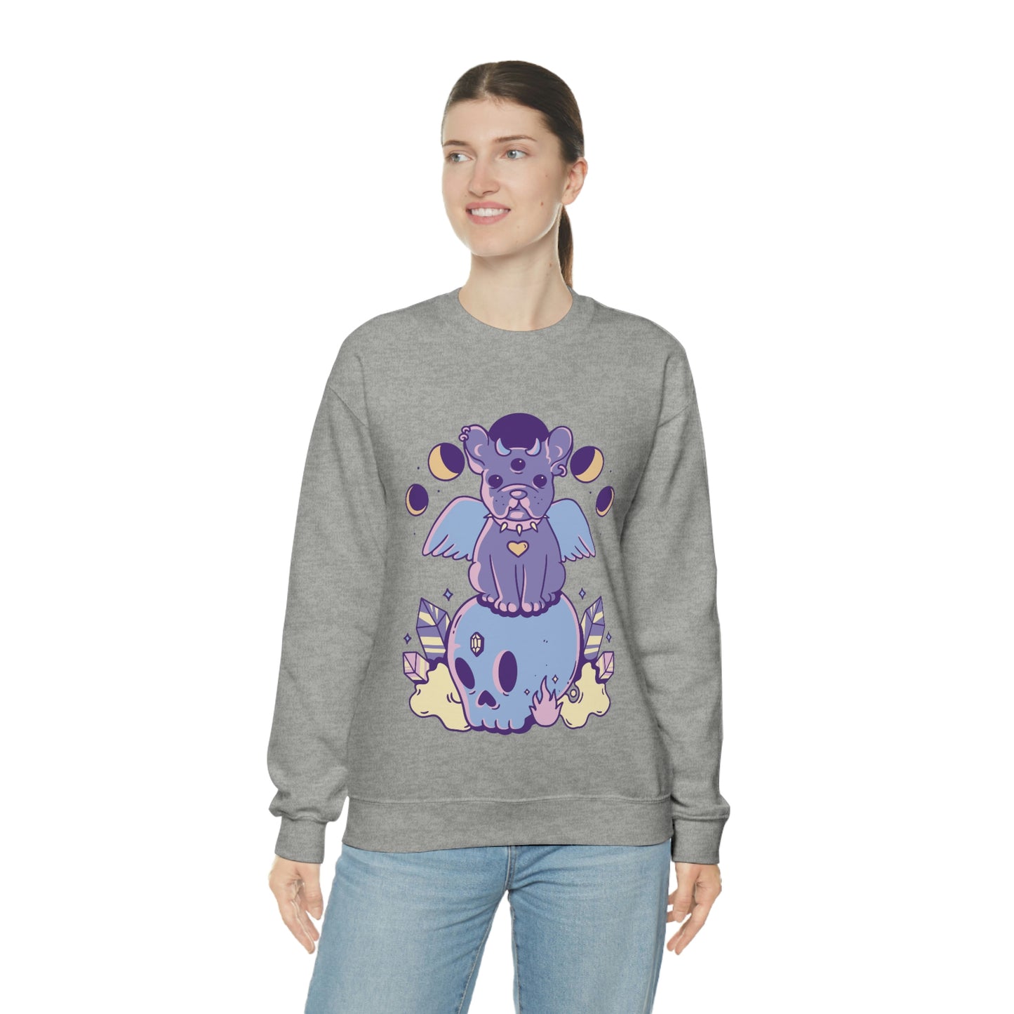 Pastel Goth Dog On Skull Goth Aesthetic Sweatshirt