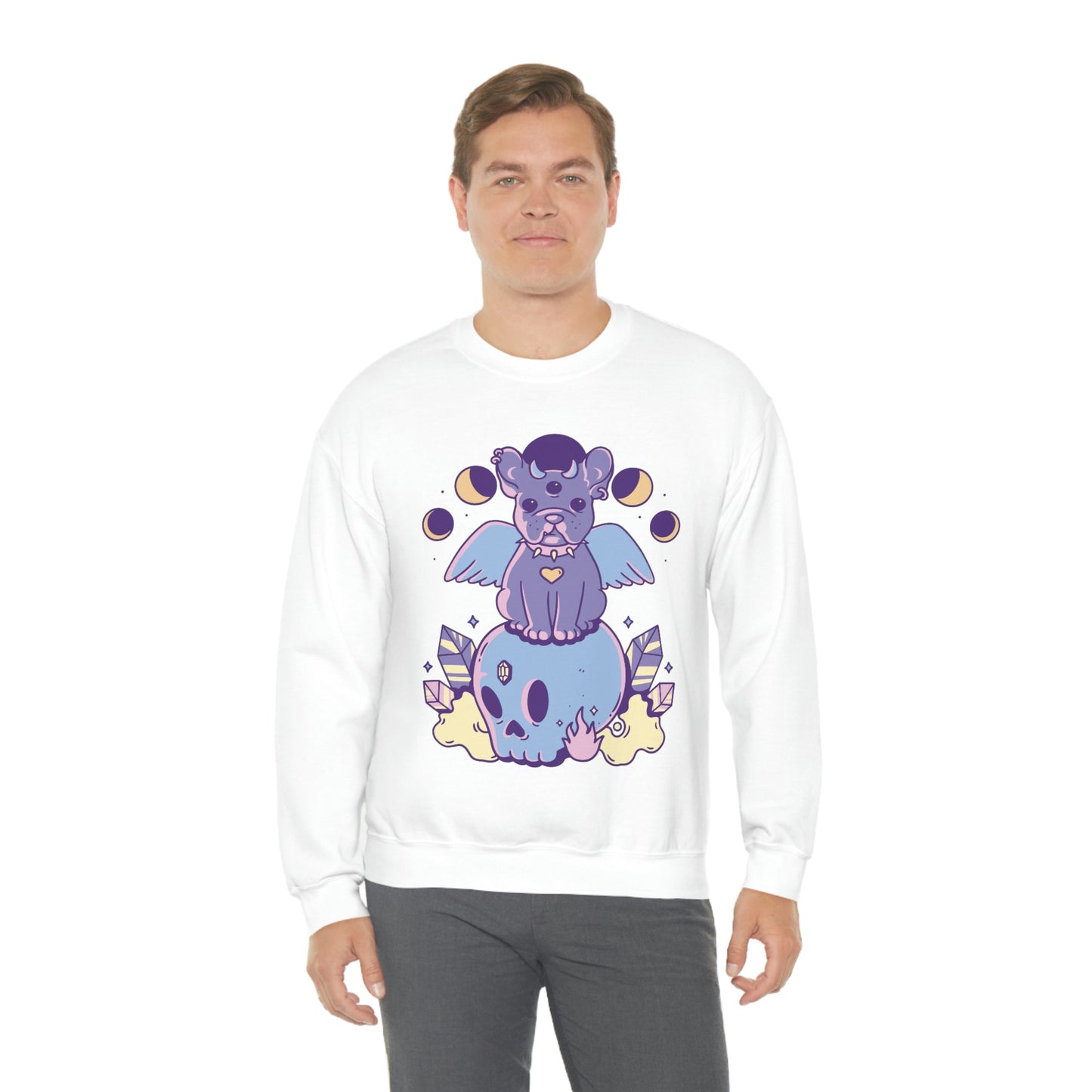 Pastel Goth Dog On Skull Goth Aesthetic Sweatshirt