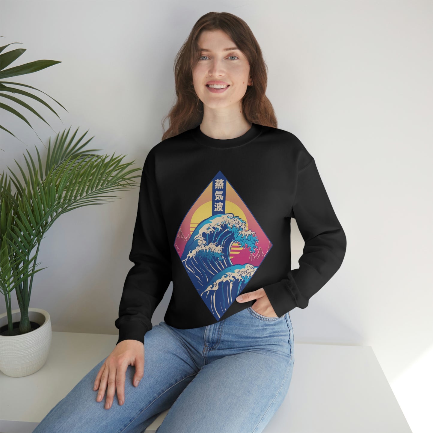 Japanese Aesthetic Retrowave The Great Wave off Kanagawa Sweatshirt