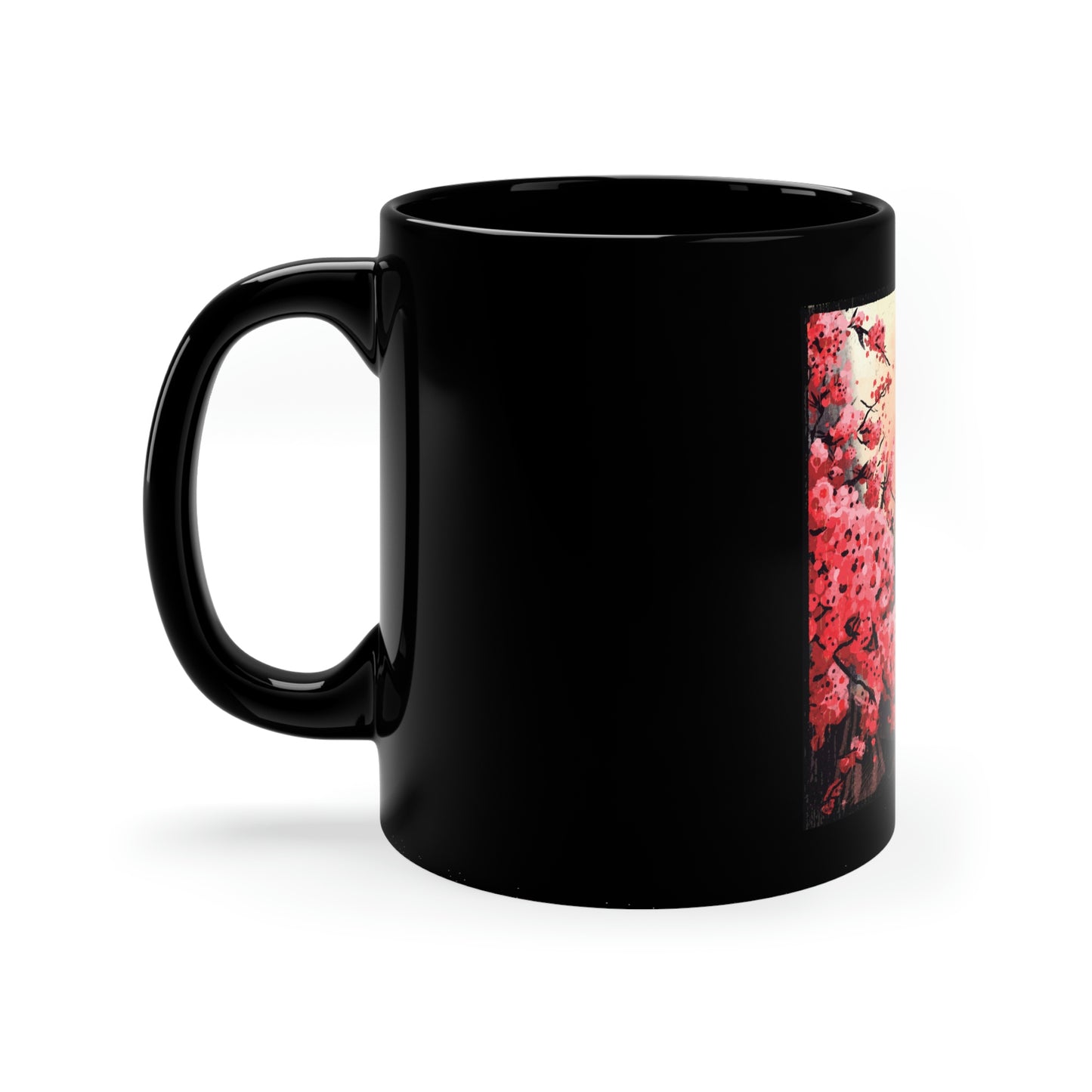 Indie Japanese Art, Japan Streeetwear Retro, Japanese Aesthetic Blossom 11oz Black Mug