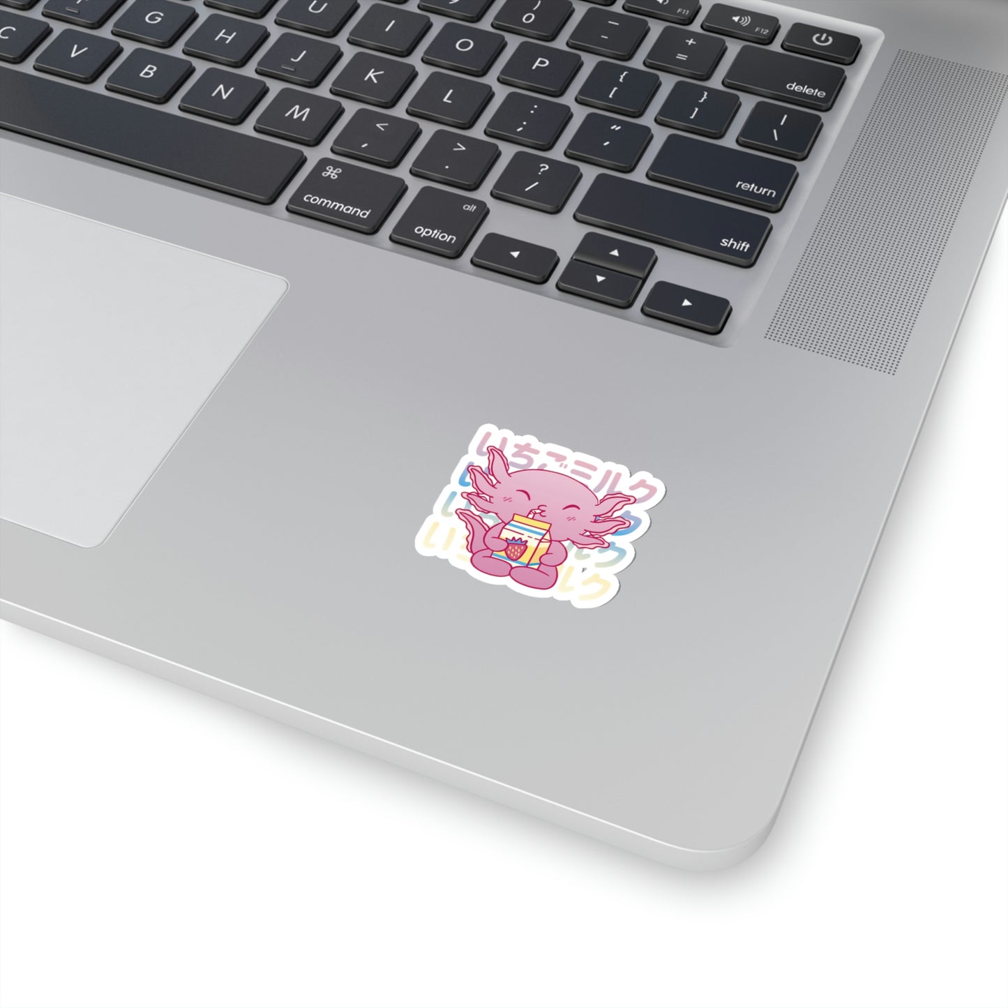 Cute Axolotl Drinking Strawberry Milk Pastel Kawaii Aesthetic, Yami Kawaii, Japanese Aesthetic Otaku Sticker