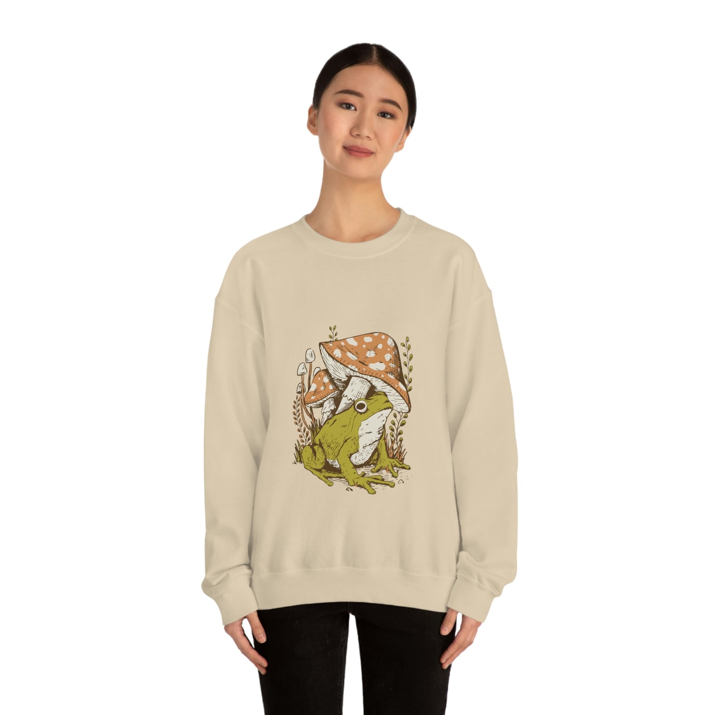 Cottagecore Aesthetic Mushrooms and Frog Sweatshirt