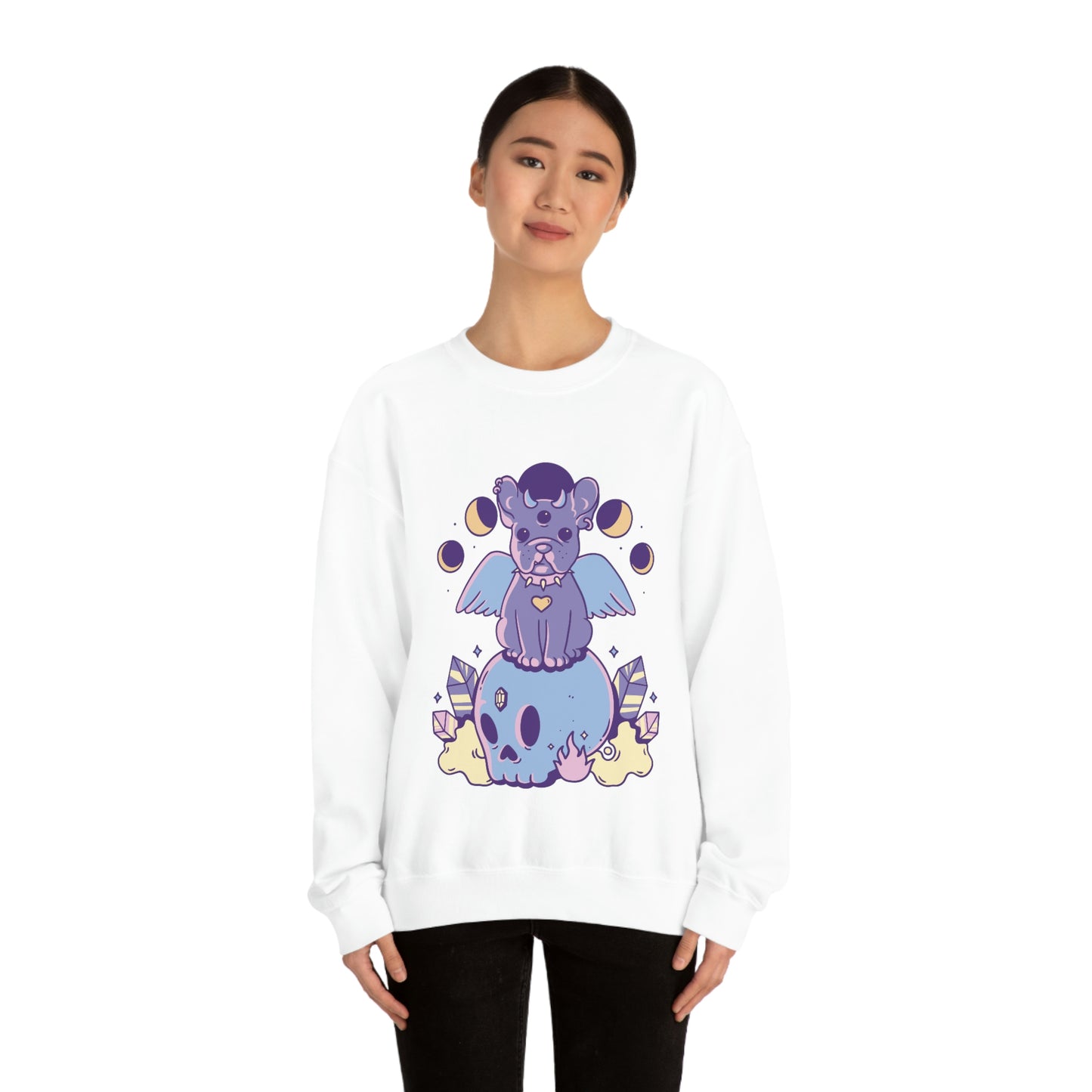 Pastel Goth Dog On Skull Goth Aesthetic Sweatshirt