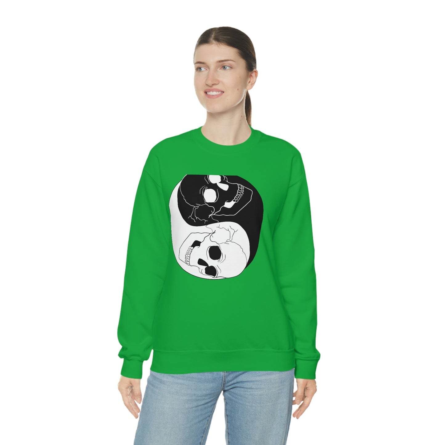 Ying Yang Skulls, Goth Aesthetic Sweatshirt