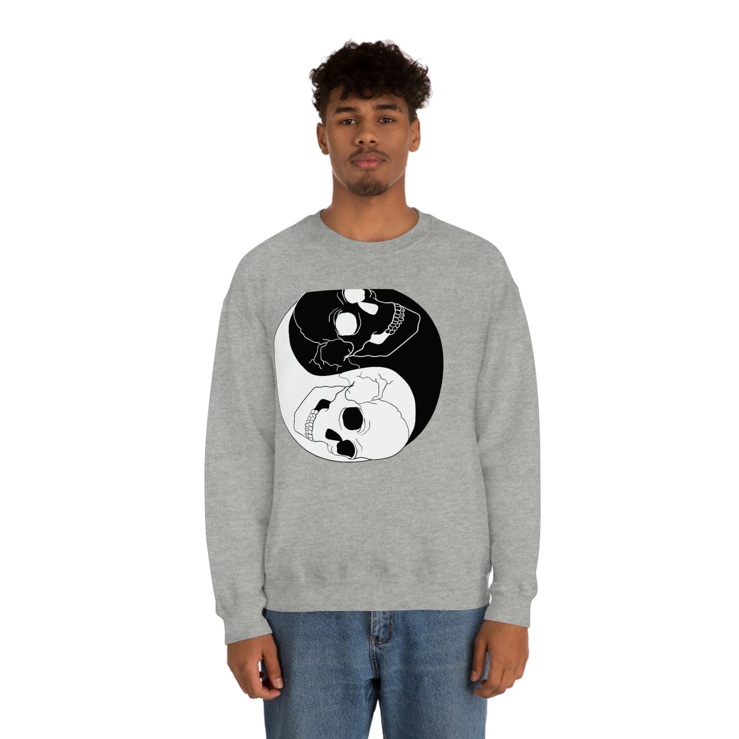 Ying Yang Skulls, Goth Aesthetic Sweatshirt