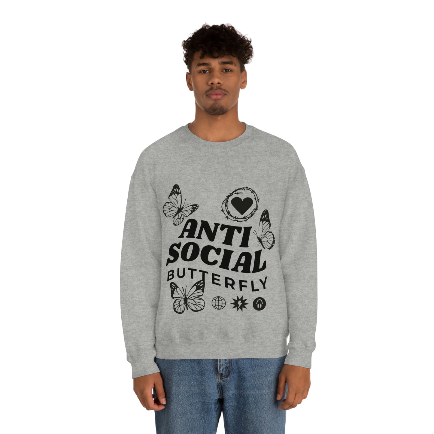 Anti Social Butterfly, Goth Aesthetic Sweatshirt