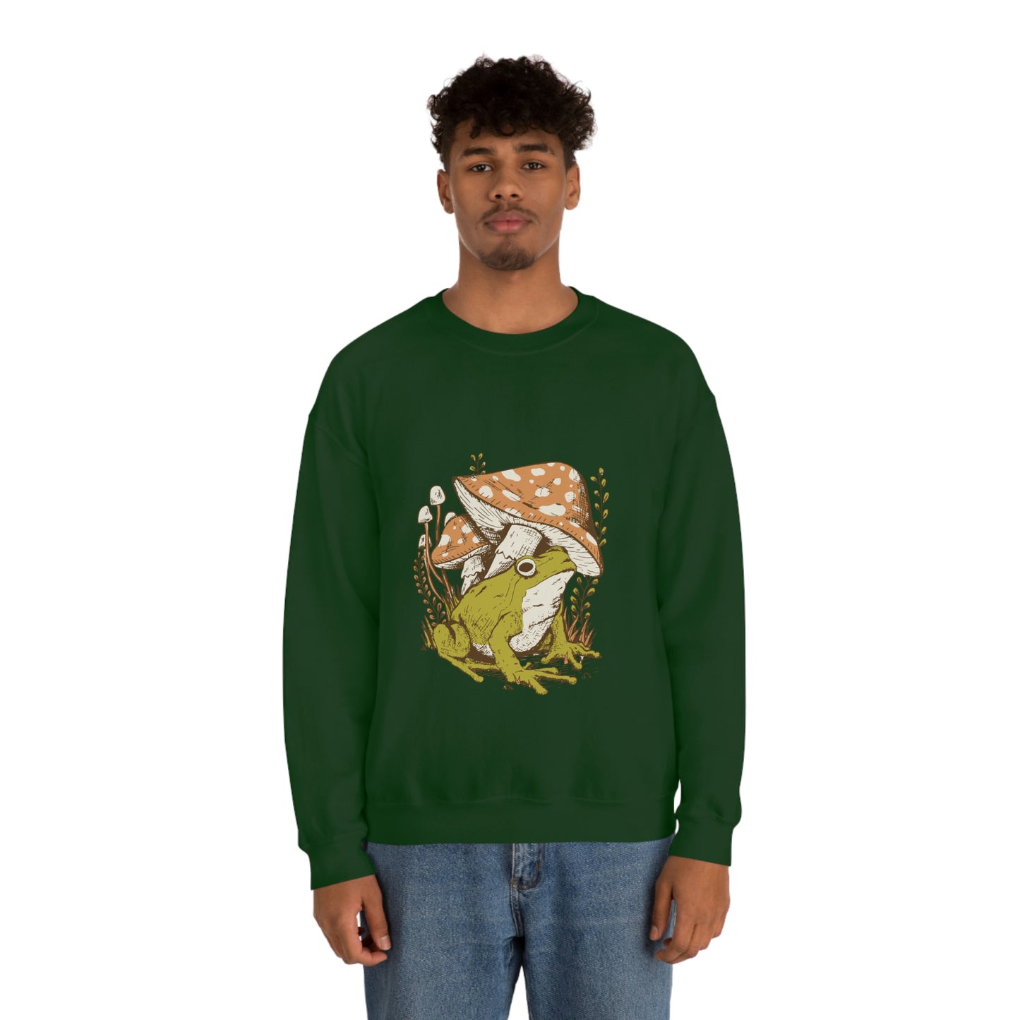 Cottagecore Aesthetic Mushrooms and Frog Sweatshirt