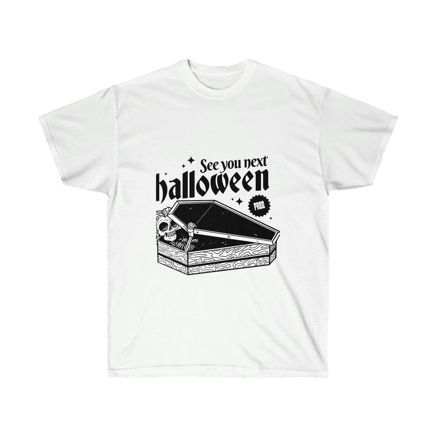See you next Halloween Skeleton In Coffin T-Shirt