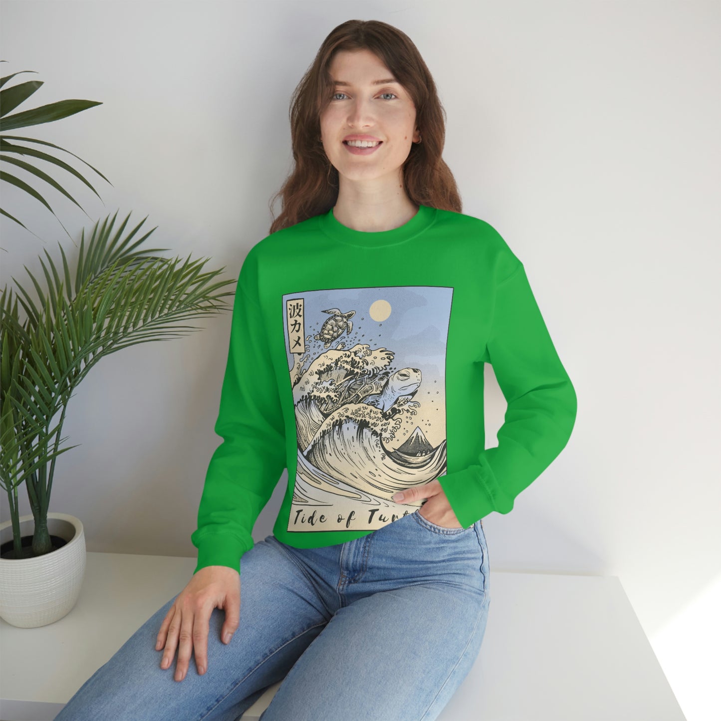 Japan Streeetwear Retro, Japanese Aesthetic Wave Turtles Sweatshirt