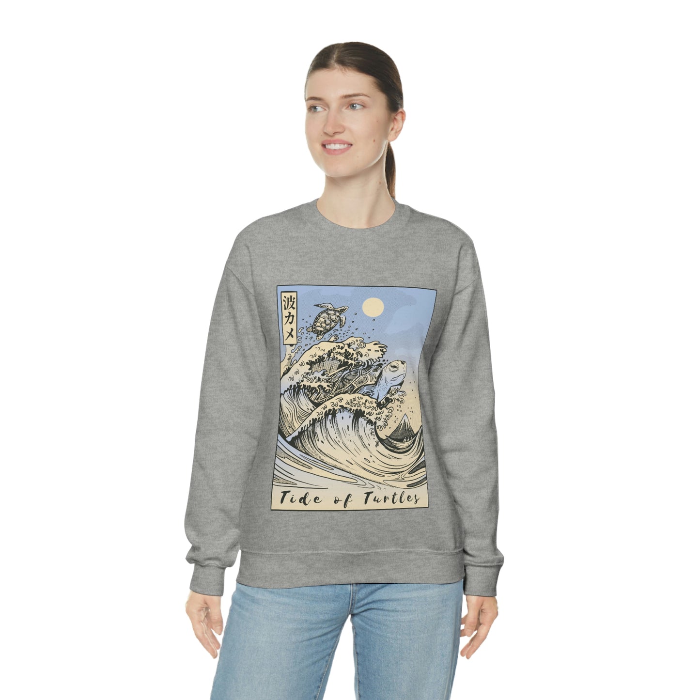 Japan Streeetwear Retro, Japanese Aesthetic Wave Turtles Sweatshirt