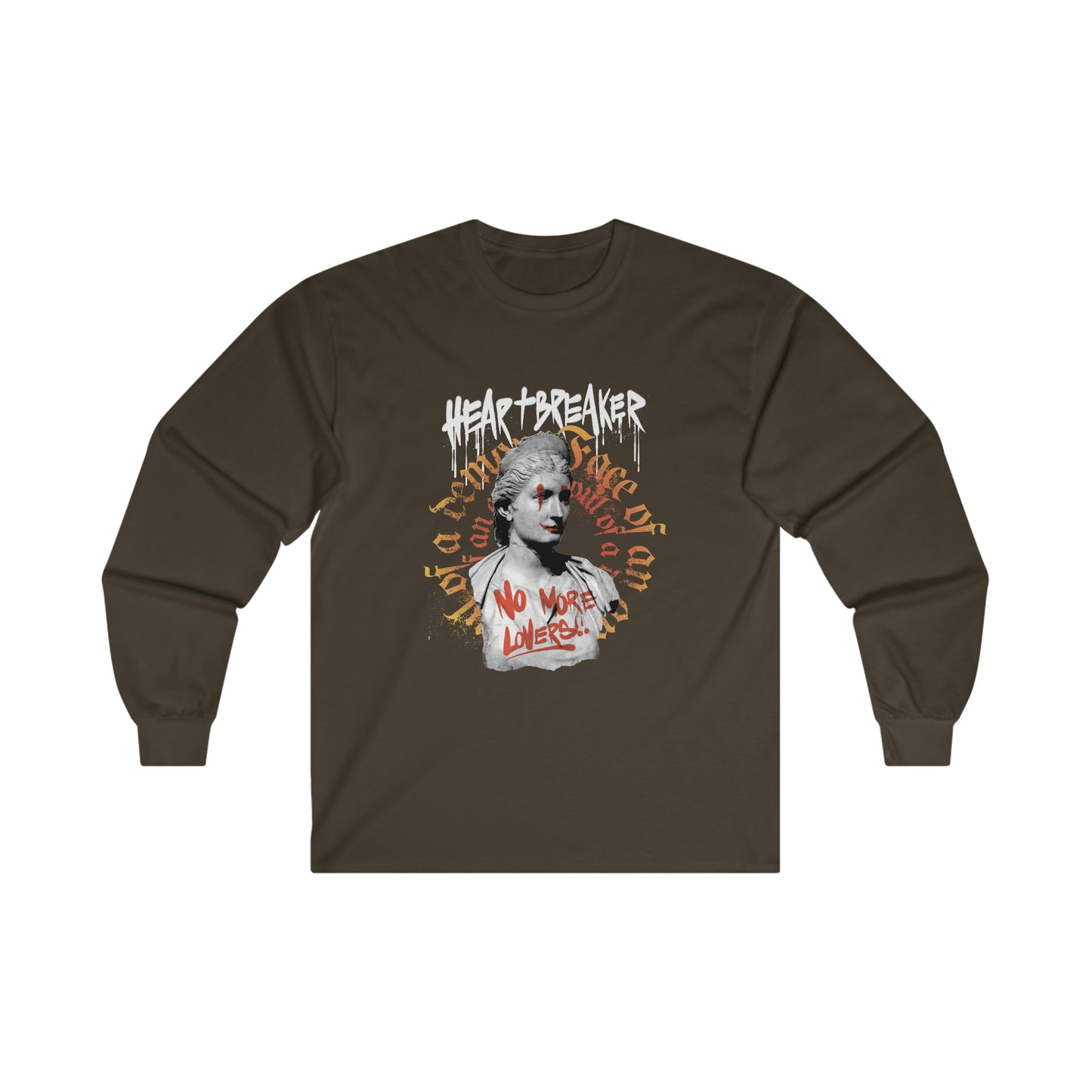 Heartbreaker Greek Statue Graffiti, Y2k Aesthetic Long Sleeve T-Shirt