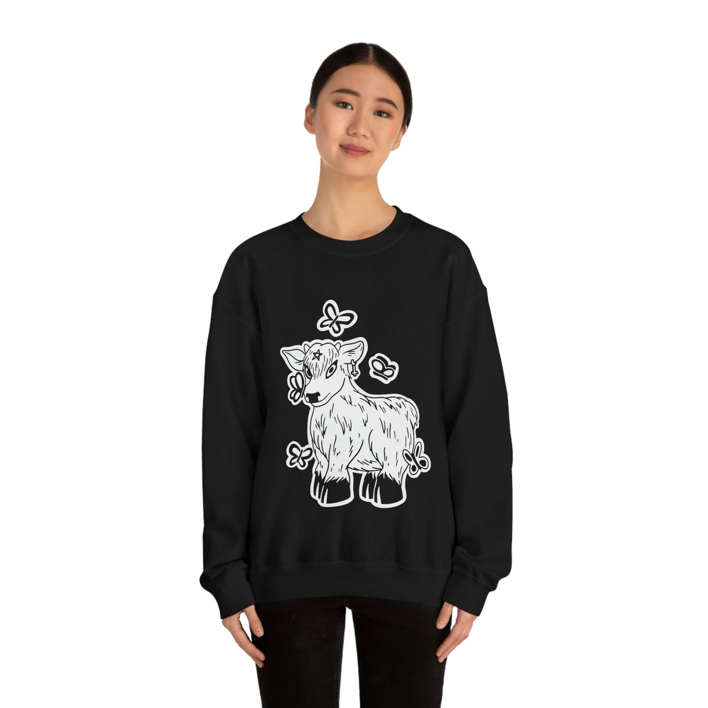 Gothic Cow Graphic Goth Aesthetic Sweatshirt