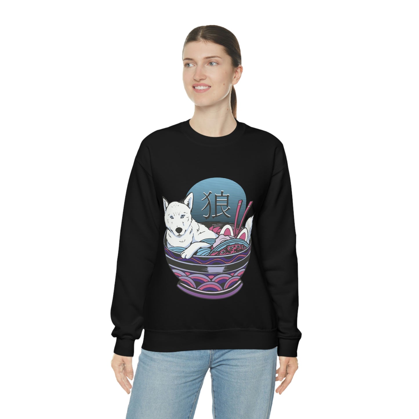 Retrowave Wolf In Ramen, Vaporwave Sweatshirt
