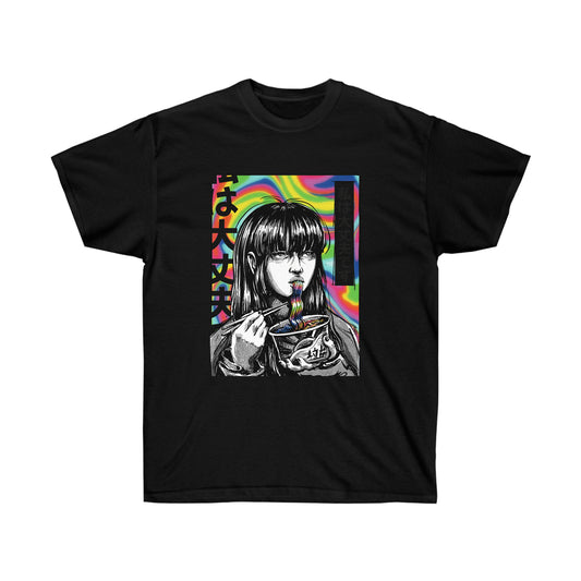 Japan Comic Psychedelic Girl Eating Ramen T-Shirt
