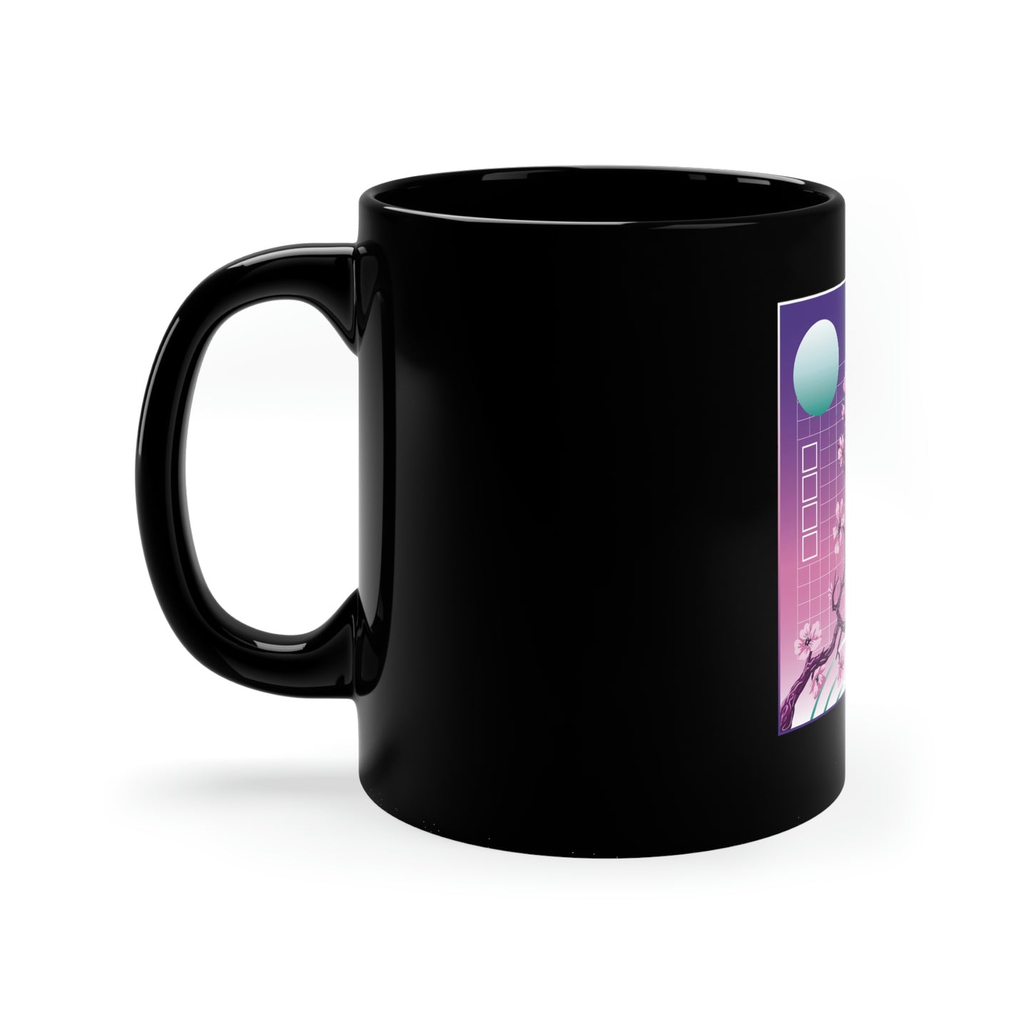 Indie Japanese Art, Japan Streeetwear Retro, Japanese Aesthetic Blossom 11oz Black Mug