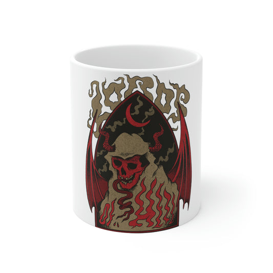 Demon Skull Grunge White Ceramic Mug
