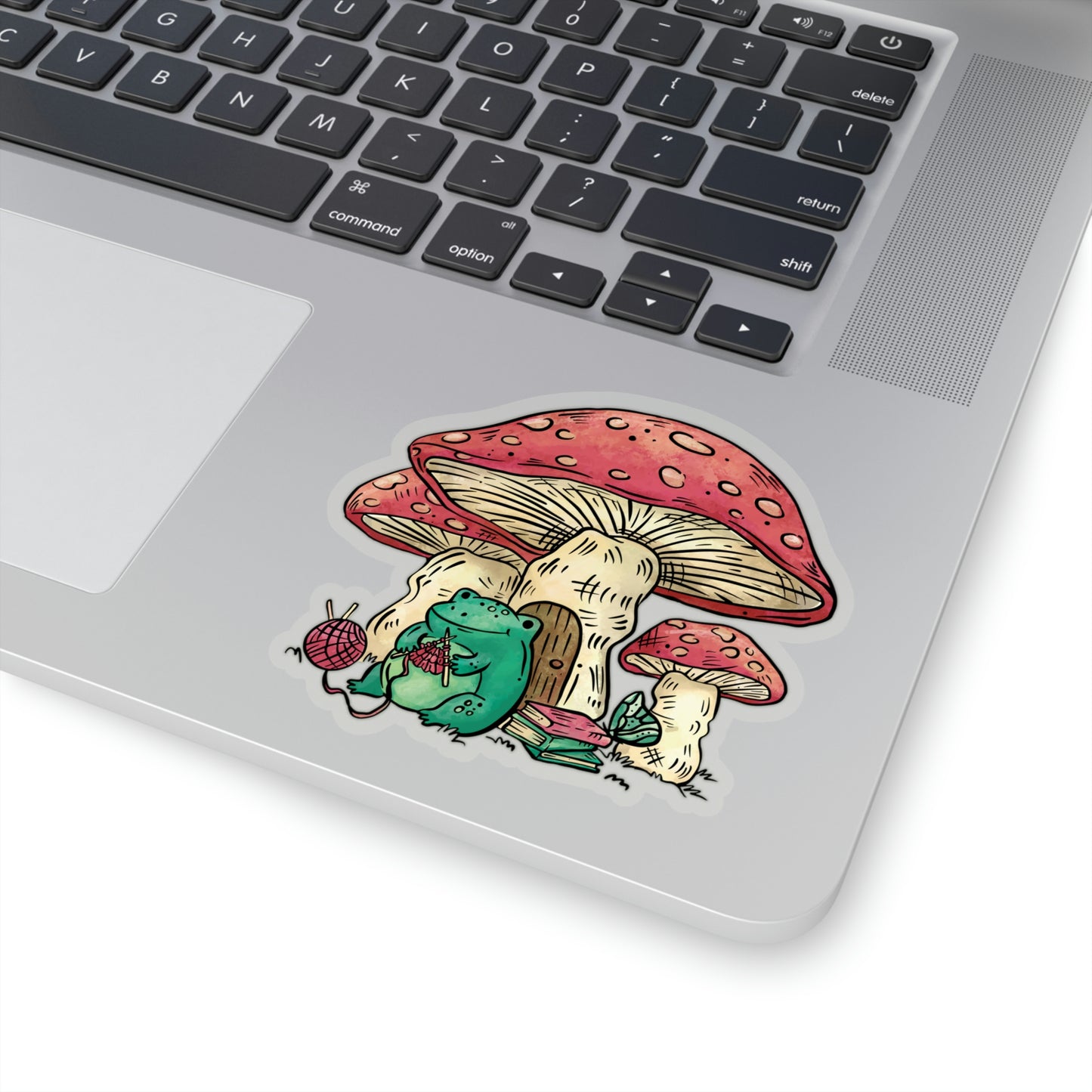 Cottagecore Aesthetic Mushrooms and Frog Cartoon Sticker