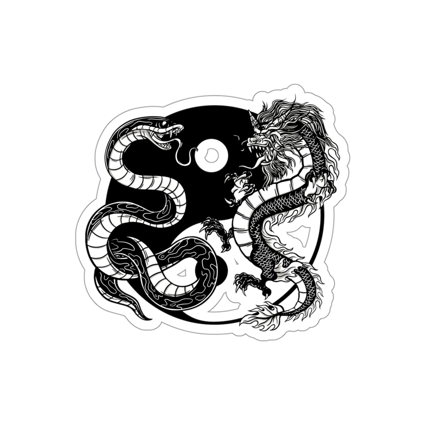 Indie Japanese Art, Japan Streeetwear Retro Ying Yang Dragons Sticker