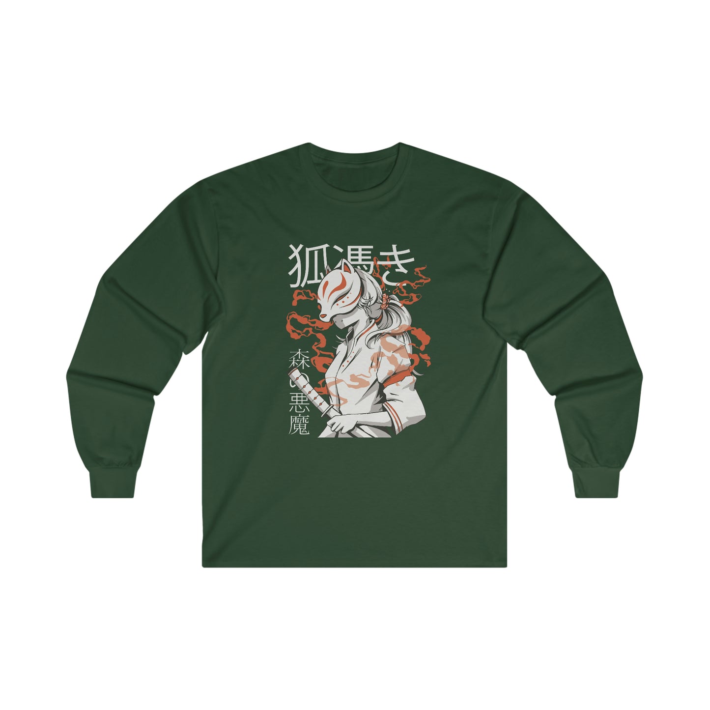 Japanese Aesthetic Kitsune Samurai Long Sleeve T-Shirt