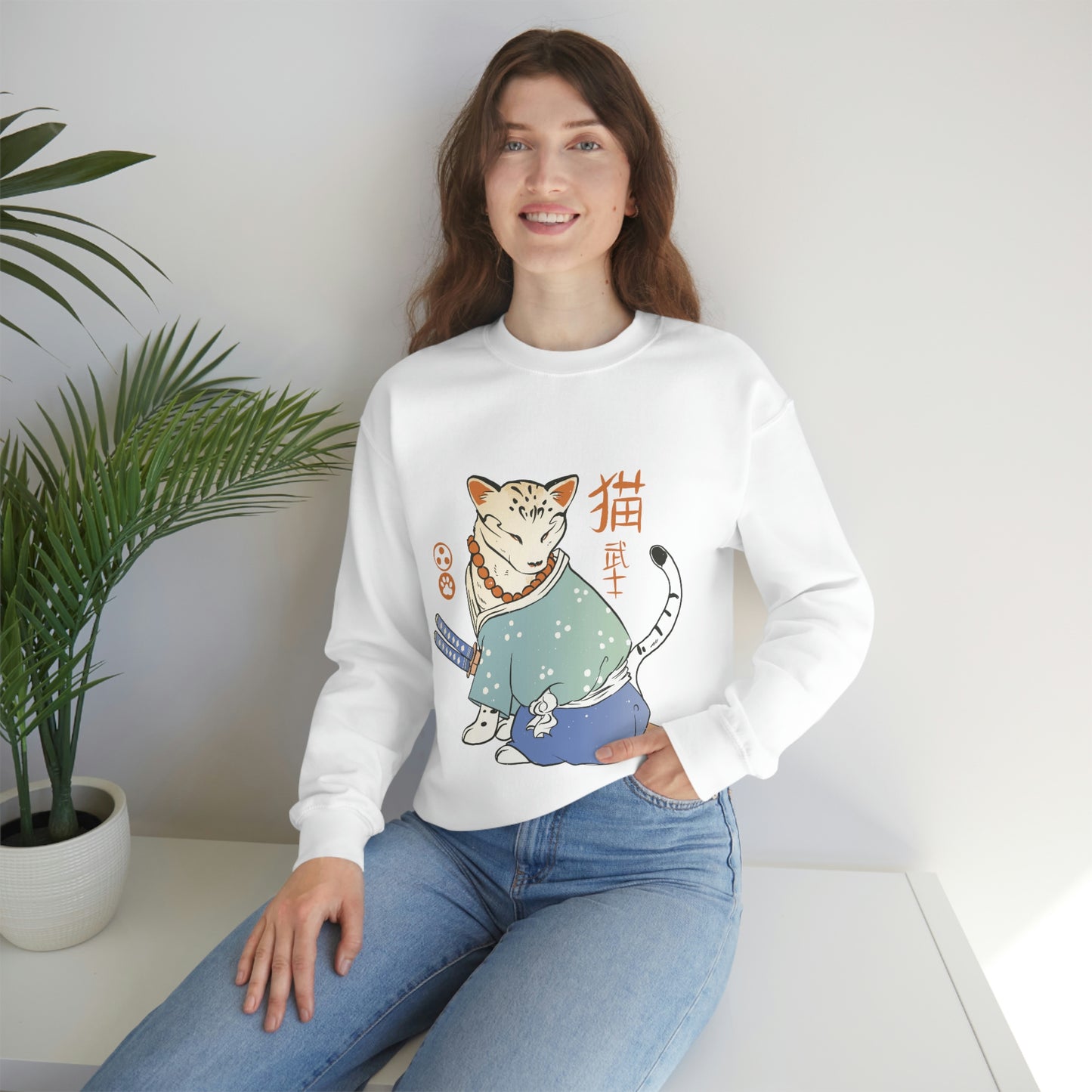 Japanese Aesthetic Samurai Cat Sweatshirt
