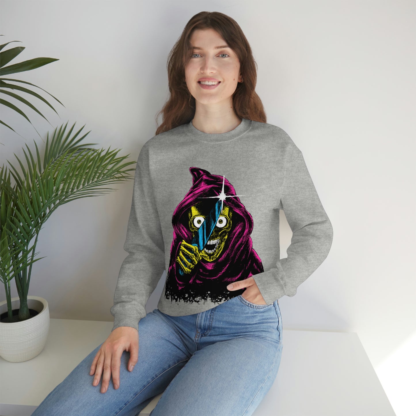 Grim Reaper With Knife Retro Goth Aesthetic Sweatshirt