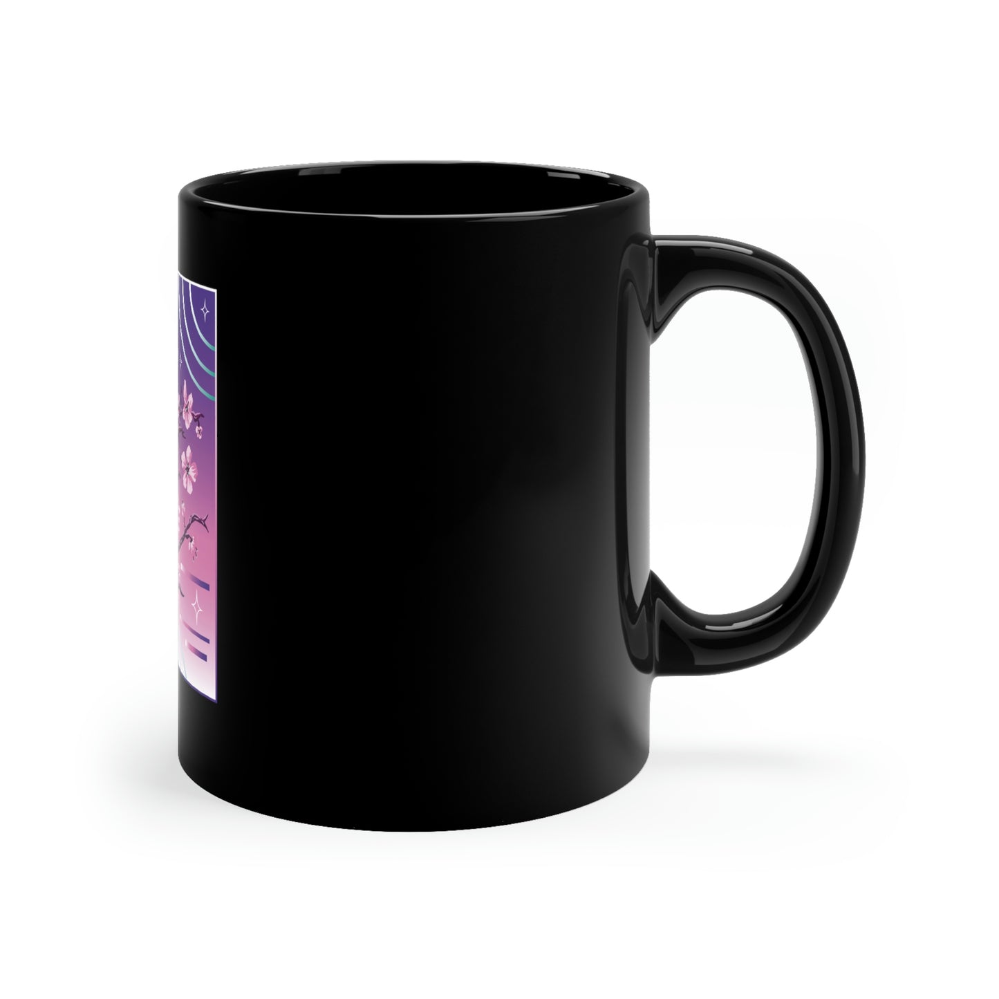 Indie Japanese Art, Japan Streeetwear Retro, Japanese Aesthetic Blossom 11oz Black Mug