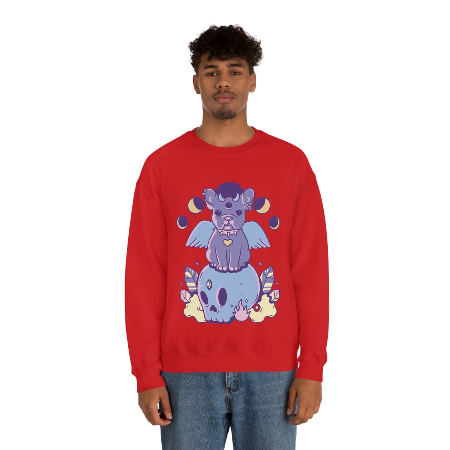 Pastel Goth Dog On Skull Goth Aesthetic Sweatshirt