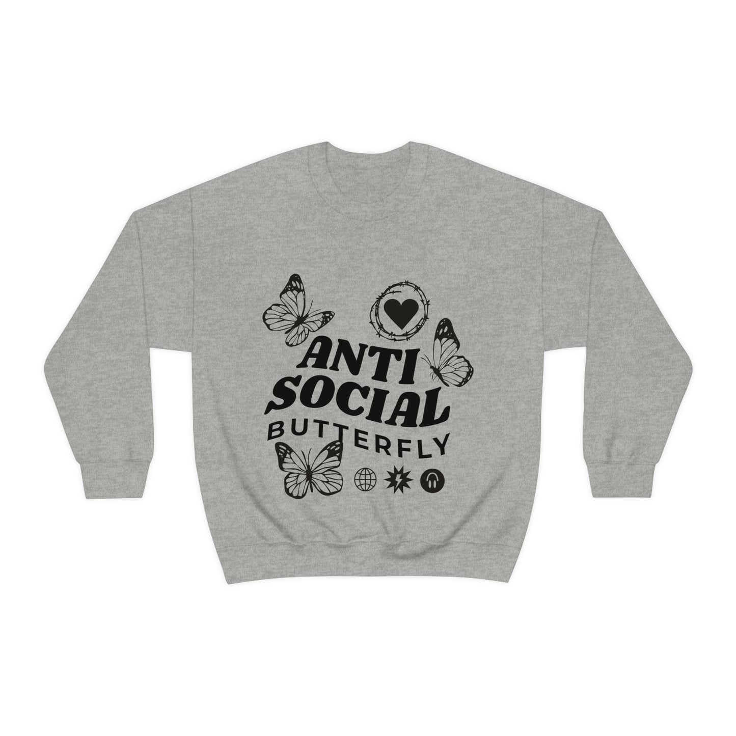 Anti Social Butterfly, Goth Aesthetic Sweatshirt