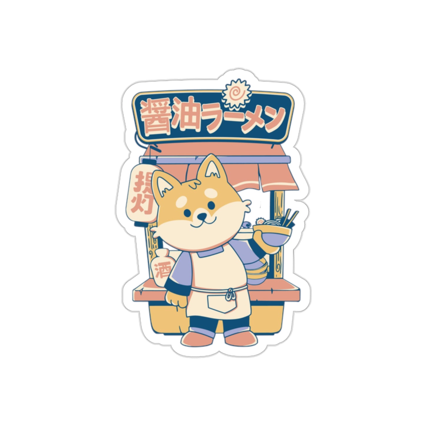 Japanese Aesthetic Ramen Shop, Corgi Sticker