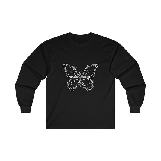 Barbwire Butterfly Y2k Aesthetic Long Sleeve T-Shirt