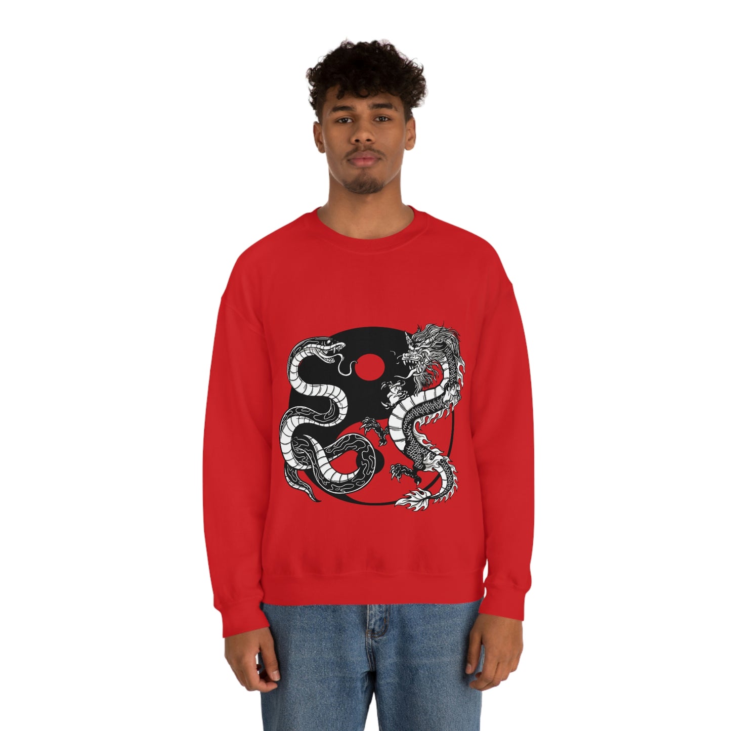 Indie Japanese Art, Japan Streeetwear Retro Ying Yang Dragons Sweatshirt