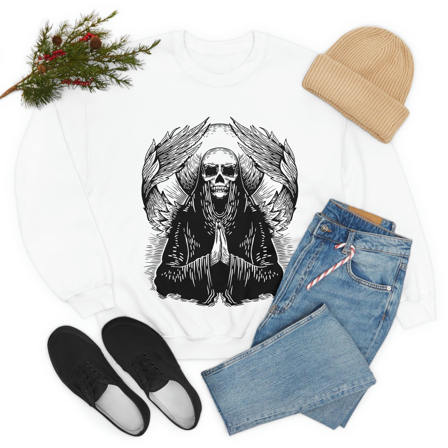 Angel Skull, Goth Aesthetic Sweatshirt