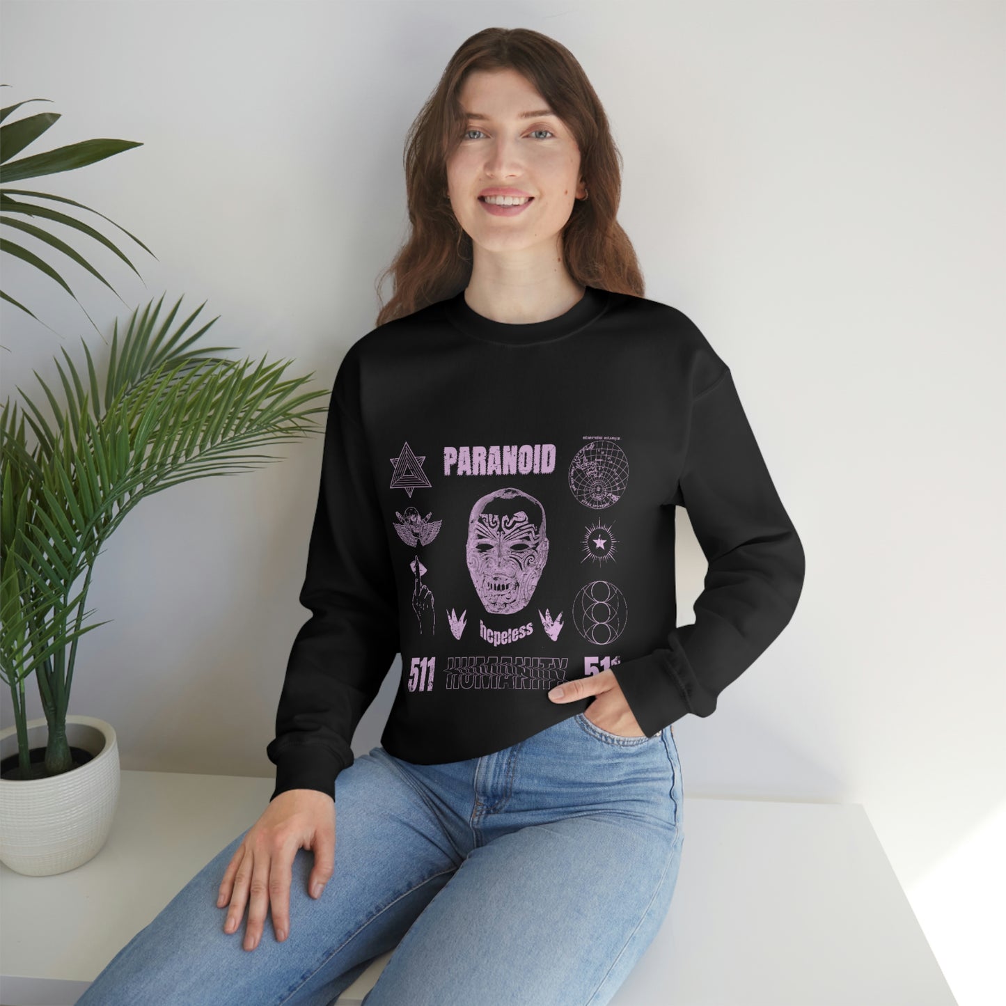 Paranoid Humanity Grunge Y2k Aesthetic Sweatshirt