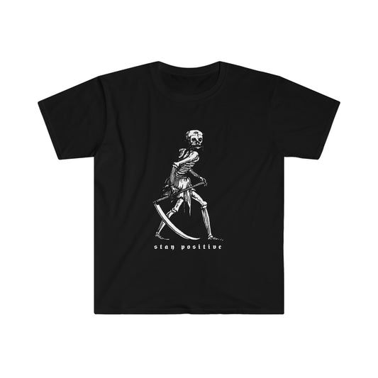 Stay Positive Grim Reaper Goth Y2k Clothing Alt Aesthetic Goth Punk T-Shirt