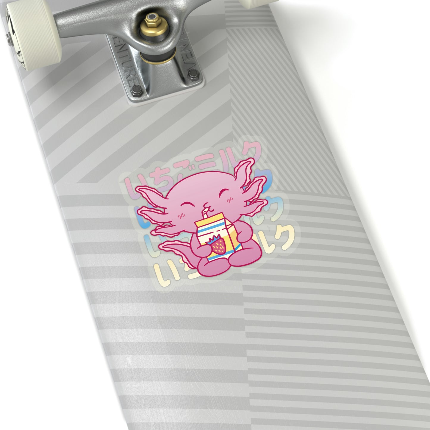 Cute Axolotl Drinking Strawberry Milk Pastel Kawaii Aesthetic, Yami Kawaii, Japanese Aesthetic Otaku Sticker