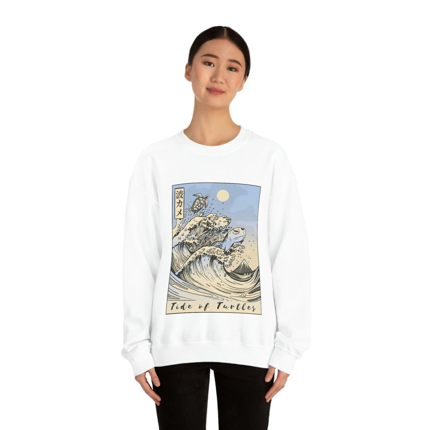 Japan Streeetwear Retro, Japanese Aesthetic Wave Turtles Sweatshirt