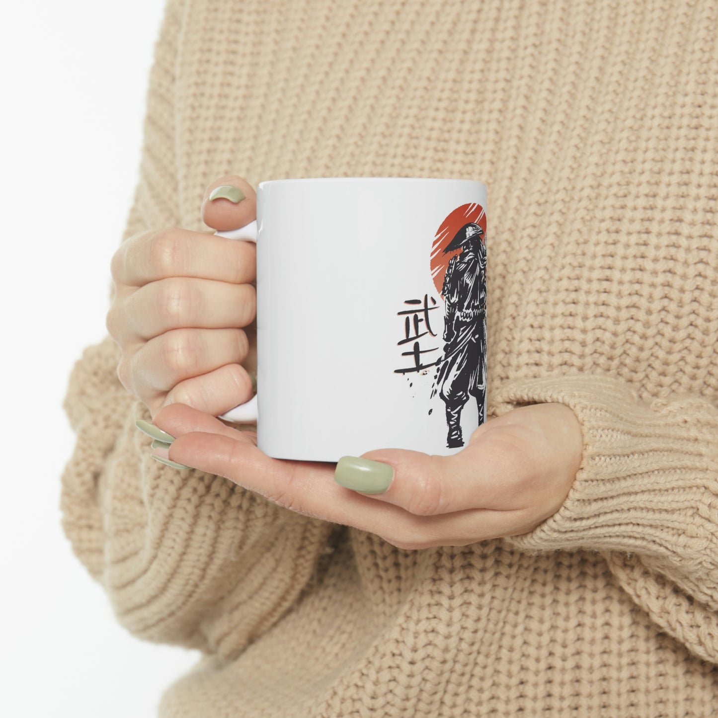 Japanese Aesthetic Samurai Graphic White Mug